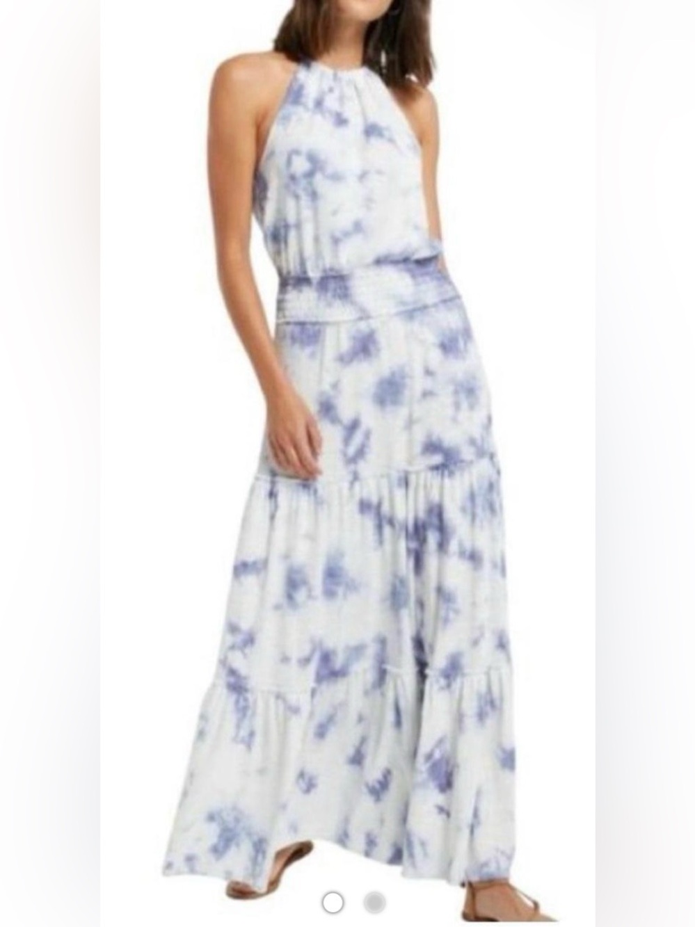 Z Supply White and Blue Tie-Dye Maxi Dress
